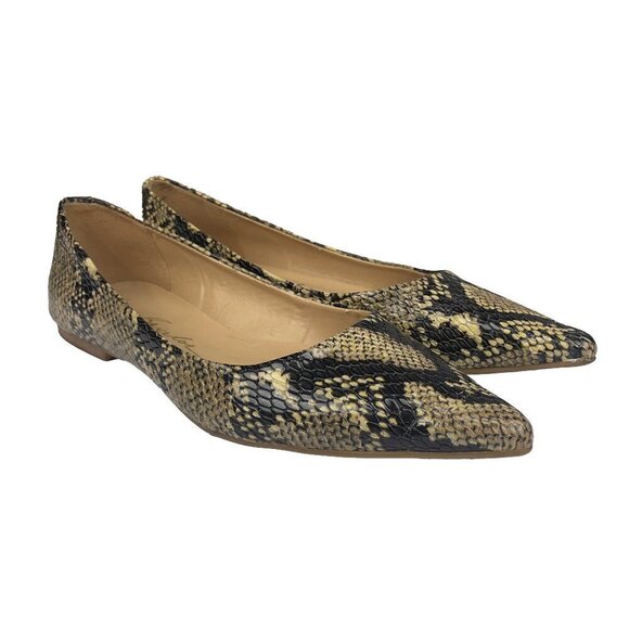 LUIZA BARCELOS Classic Python Embossed Pointed Toe Ballet Flats animal Print s 6 - Picture 1 of 13